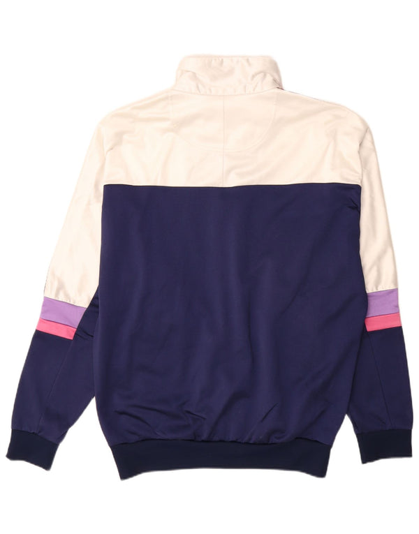 Asics Mens Graphic Tracksuit Top Jacket Large Navy Blue Colourblock