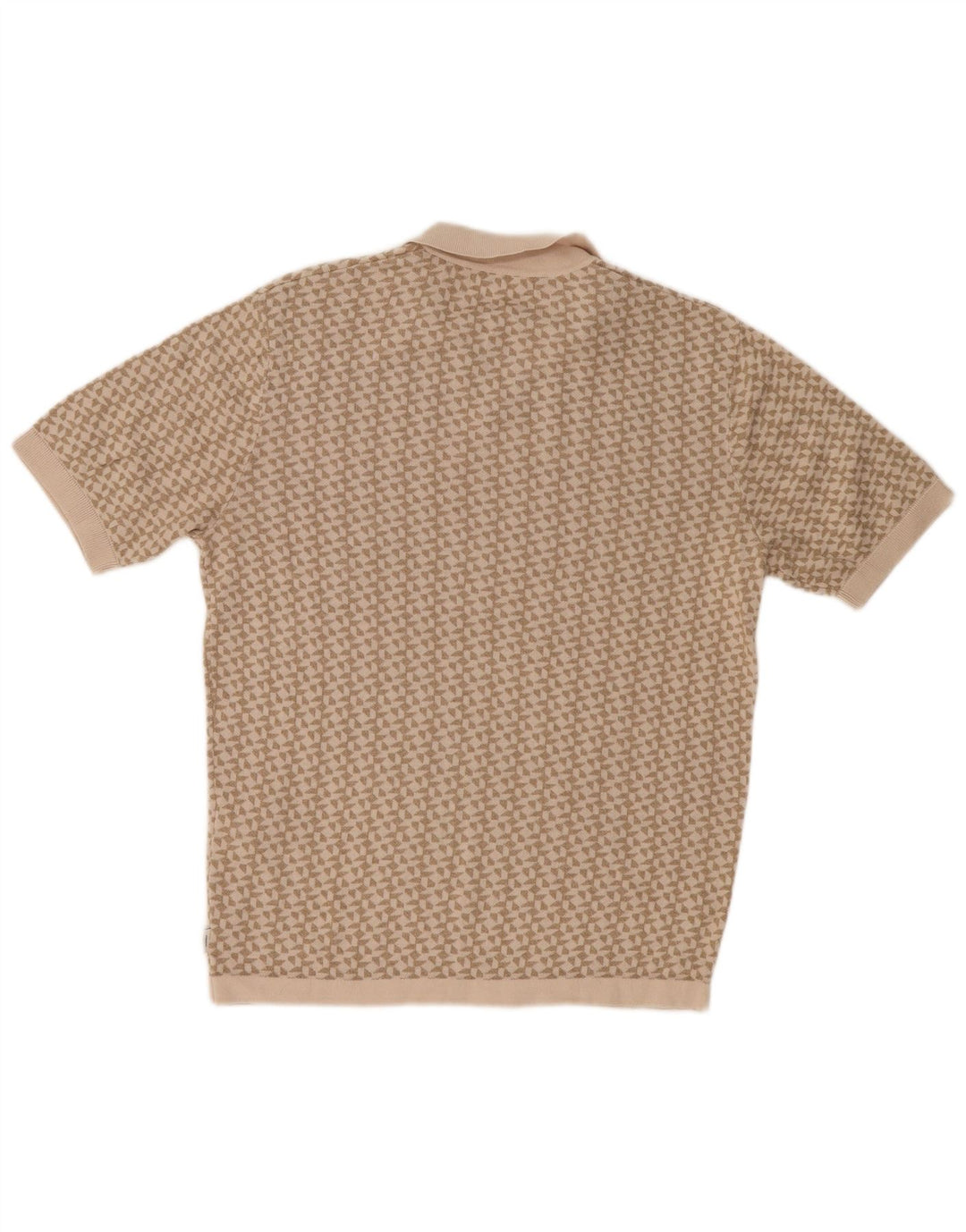 Jack & Jones Mens Polo Shirt Medium Beige Geometric Cotton