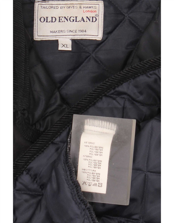 Old England Mens Quilted Jacket UK 42 XL Navy Blue Polyester