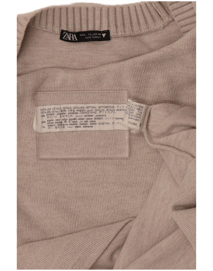 Zara Womens Oversized Crew Neck Jumper Sweater UK 16 Large Grey Polyester