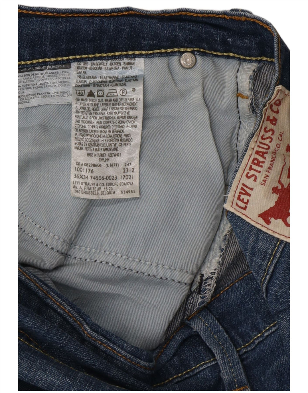 Levi's Mens Straight Jeans W36 L34 Blue Cotton