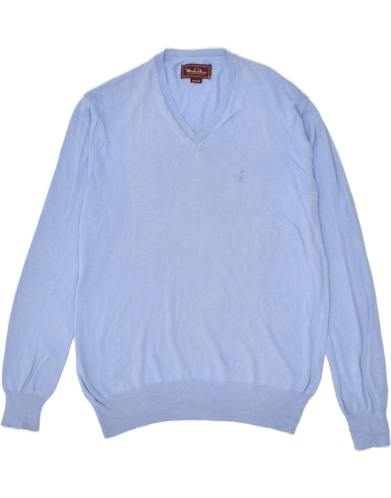 MARLBORO CLASSICS Mens V-Neck Jumper Sweater Medium Blue | Vintage Marlboro Classics | Thrift | Second-Hand Marlboro Classics | Used Clothing | Messina Hembry 