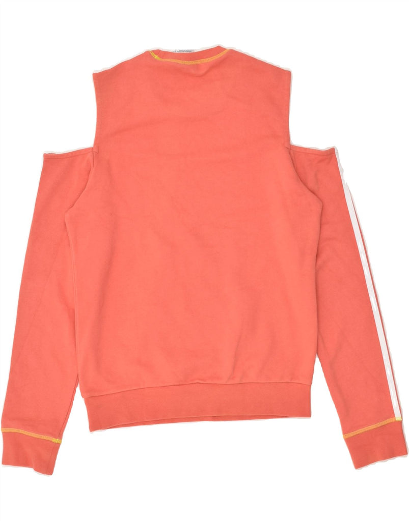 ADIDAS Womens Off Shoulder Sweatshirt Jumper UK 8 Small Orange Cotton | Vintage Adidas | Thrift | Second-Hand Adidas | Used Clothing | Messina Hembry 