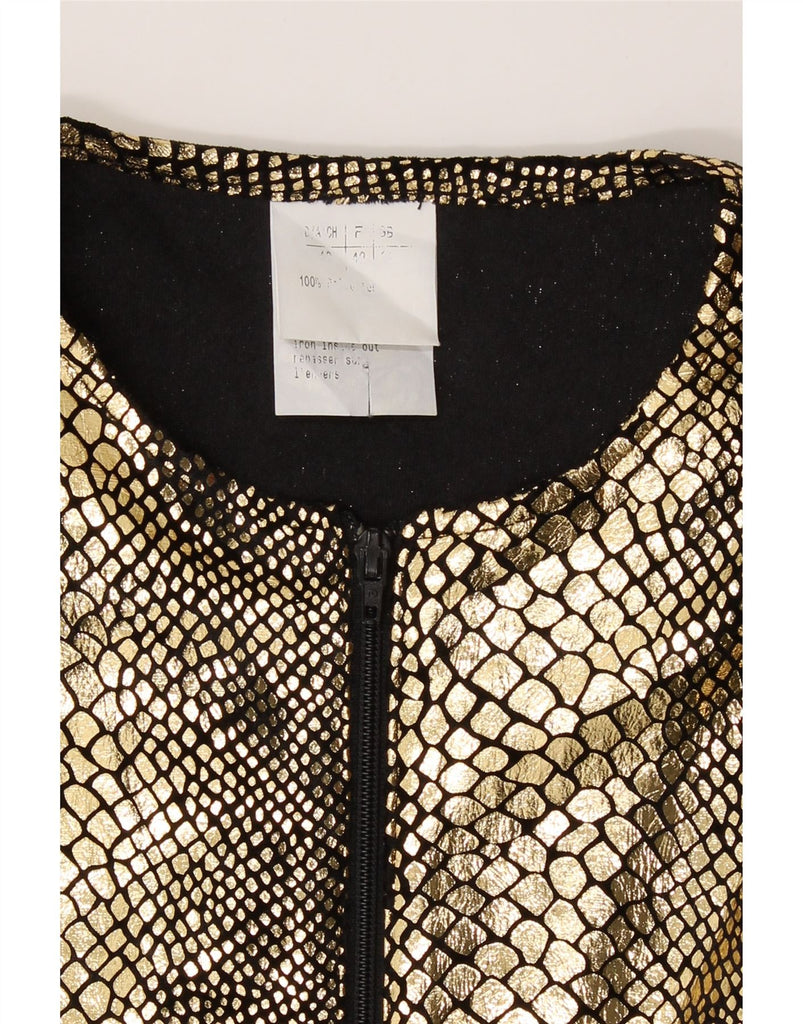 VINTAGE Womens Full Zip Blazer Jacket UK 14 Large  Gold Animal Print Vintage Vintage and Second-Hand Vintage from Messina Hembry 