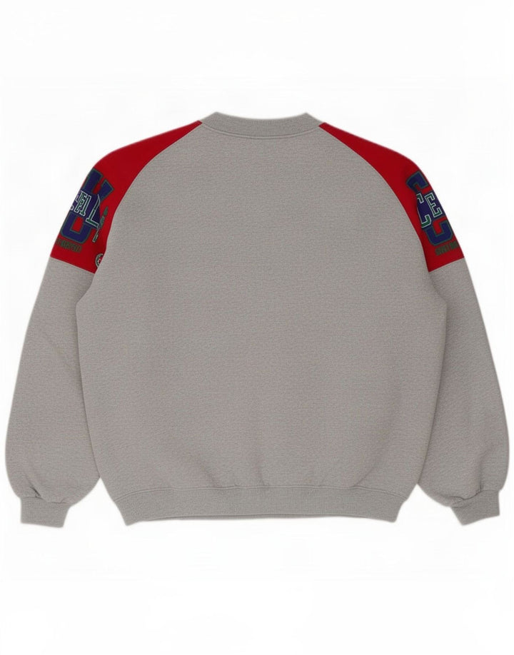Rifle Mens Graphic Sweatshirt Jumper Large Grey Colourblock Cotton