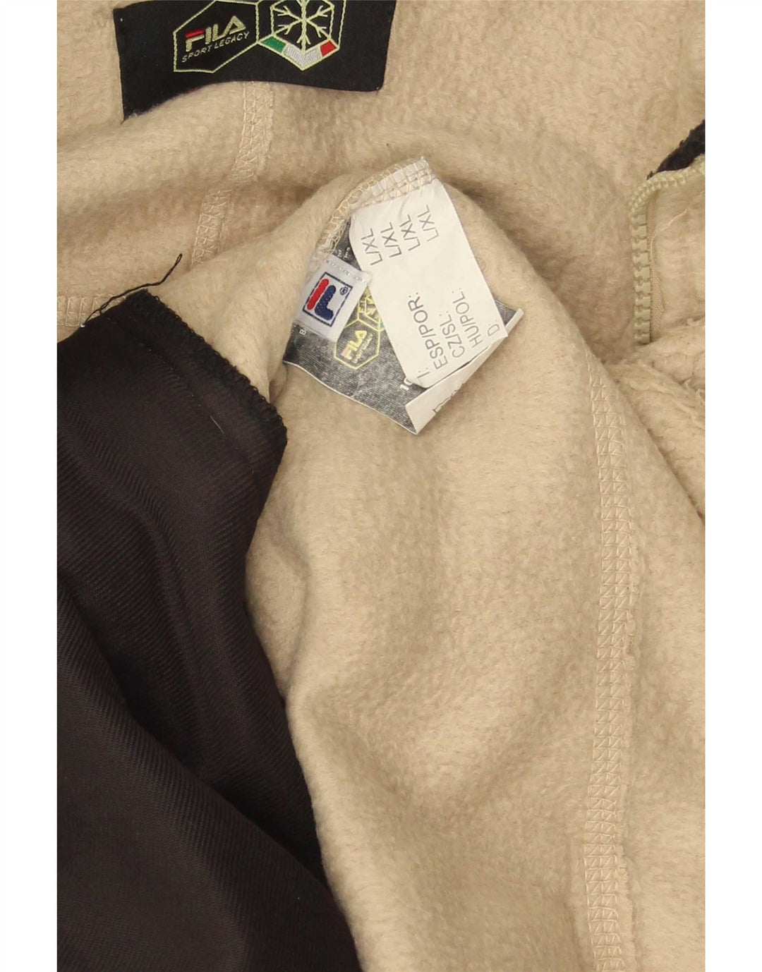 Fila Mens Fleece Jacket UK 40 Large Beige Colourblock Polyester
