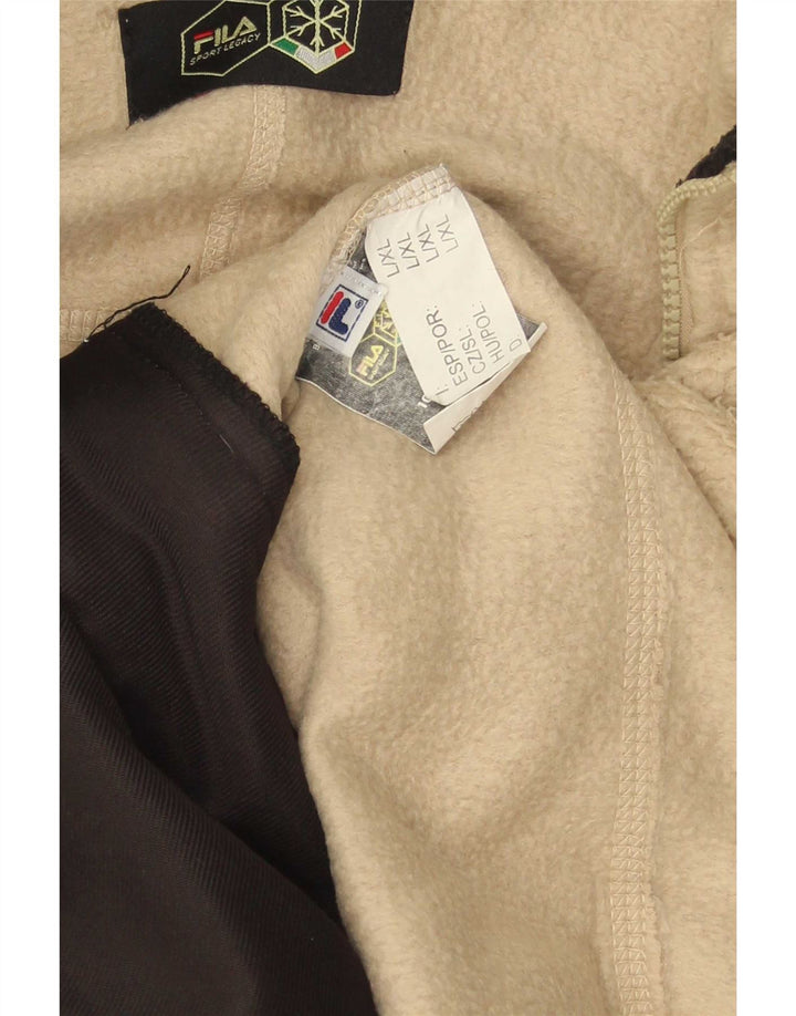 Fila Mens Fleece Jacket UK 40 Large Beige Colourblock Polyester