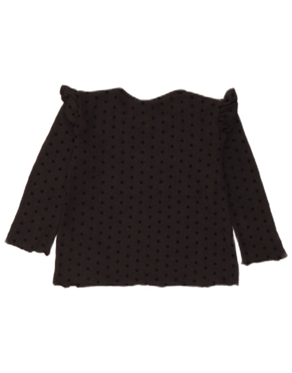 Zara Girls Long Sleeve Blouse Top 4-5 Years Black Polka Dot Viscose