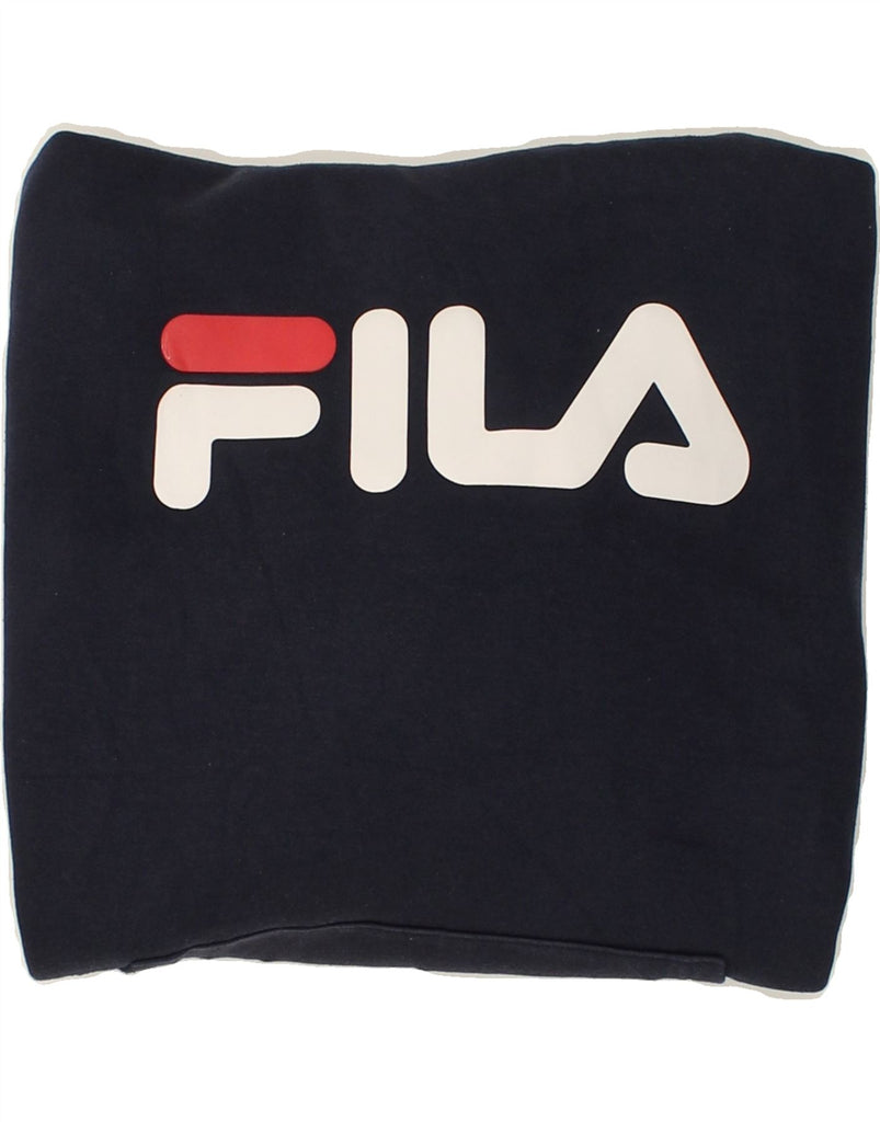 FILA Mens Graphic Hoodie Jumper Medium Navy Blue Cotton | Vintage Fila | Thrift | Second-Hand Fila | Used Clothing | Messina Hembry 