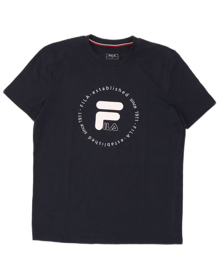 FILA Mens Graphic T-Shirt Top Small Navy Blue