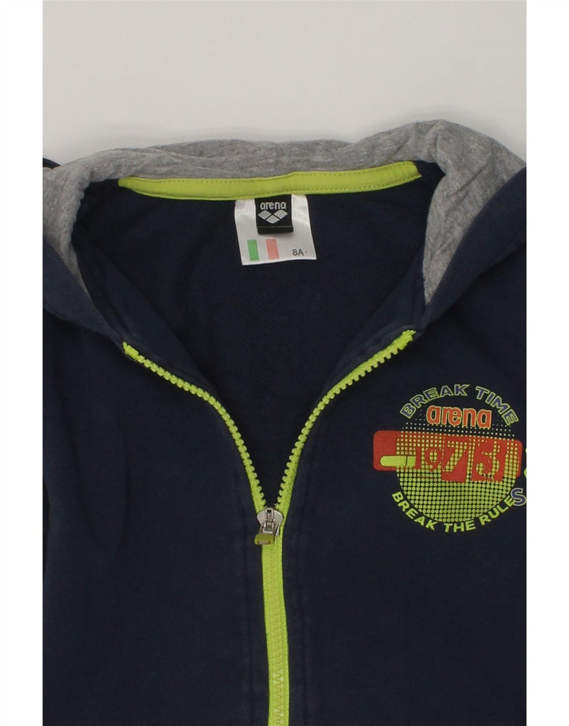 ARENA Boys Zip Hoodie Sweater 7-8 Years Navy Blue Cotton | Vintage Arena | Thrift | Second-Hand Arena | Used Clothing | Messina Hembry 