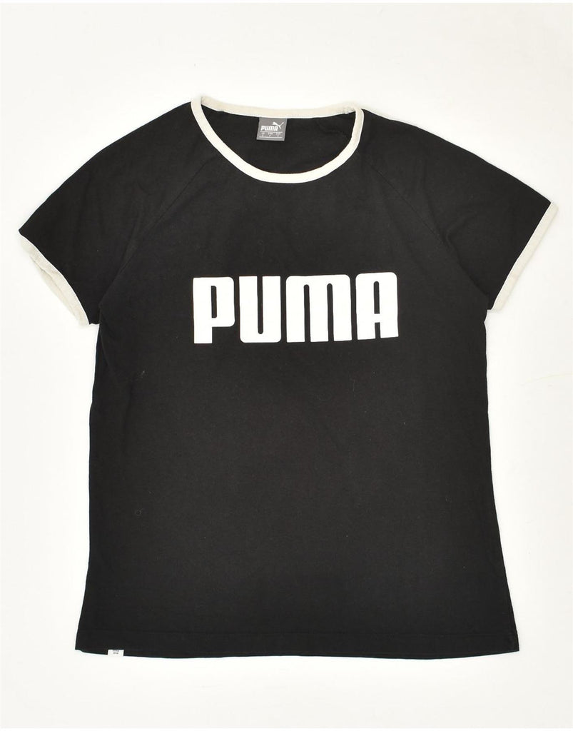 PUMA Womens Graphic T-Shirt Top UK 10 Small Black Cotton | Vintage Puma | Thrift | Second-Hand Puma | Used Clothing | Messina Hembry 