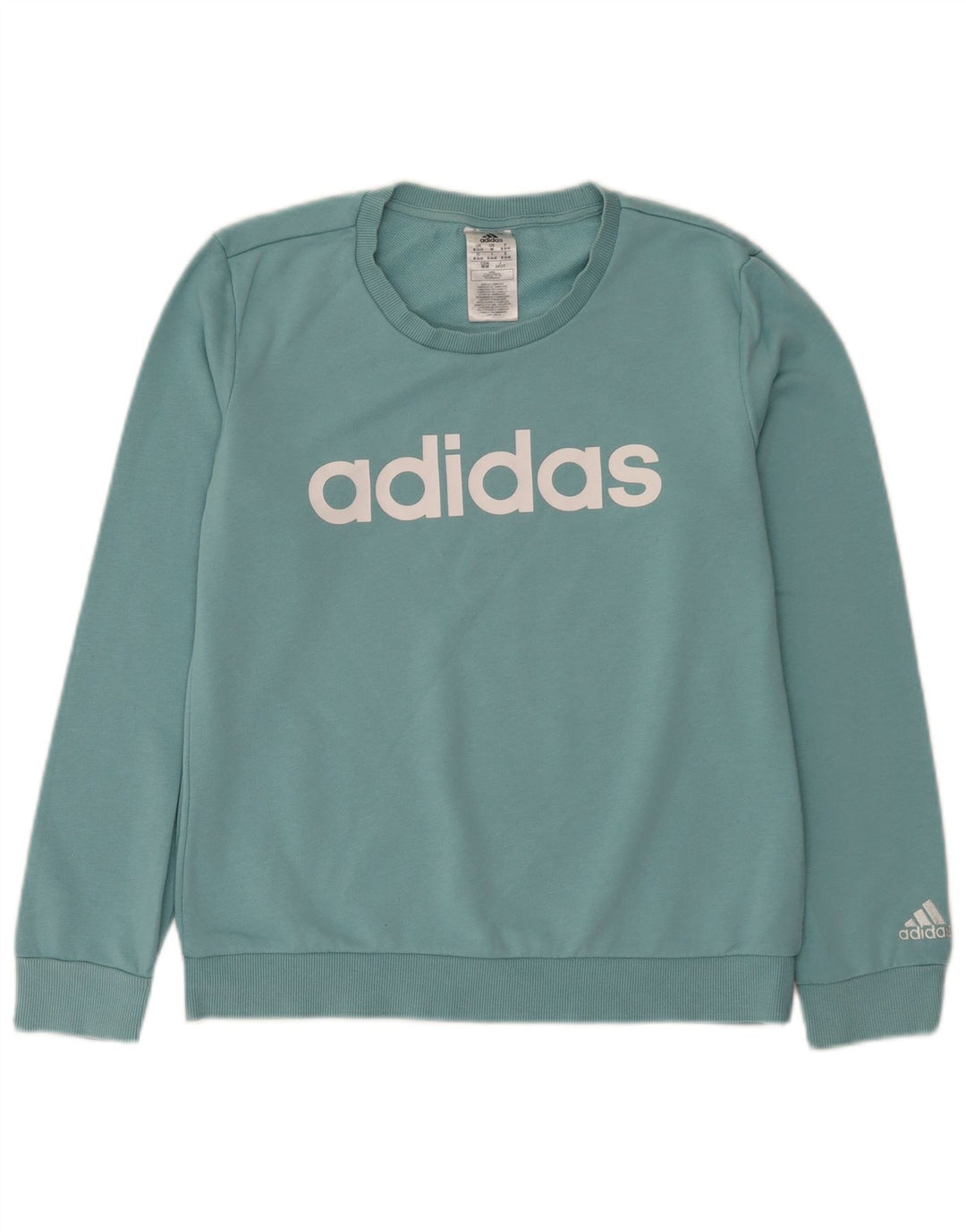 Adidas Womens Graphic Sweatshirt Jumper UK 12/14 Medium Blue Cotton