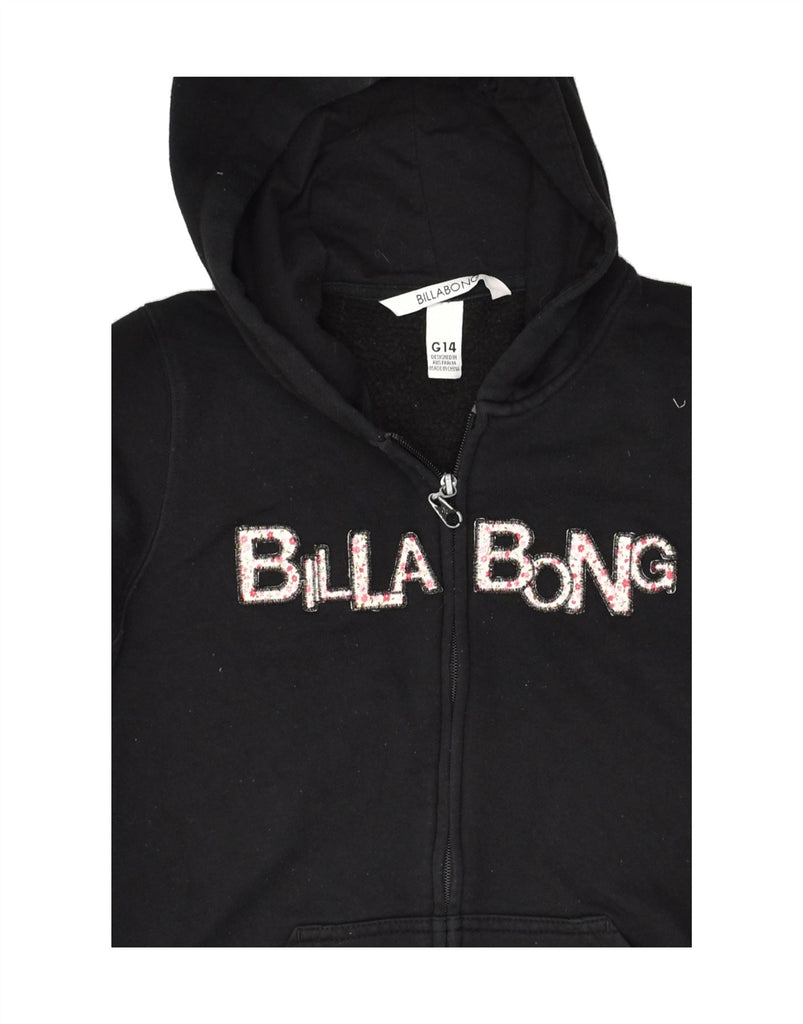 BILLABONG Girls Graphic Zip Hoodie Sweater 13-14 Years Black | Vintage Billabong | Thrift | Second-Hand Billabong | Used Clothing | Messina Hembry 