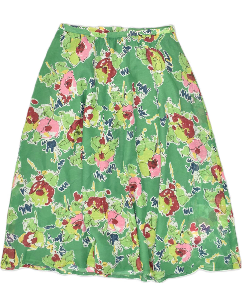 VINTAGE Womens A-Line Skirt W30 Medium Green Floral | Vintage Vintage | Thrift | Second-Hand Vintage | Used Clothing | Messina Hembry 