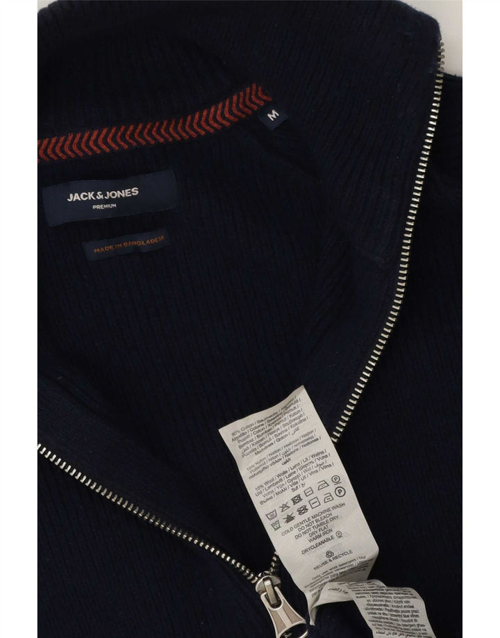 Jack & Jones Mens Cardigan Sweater Medium Navy Blue Cotton