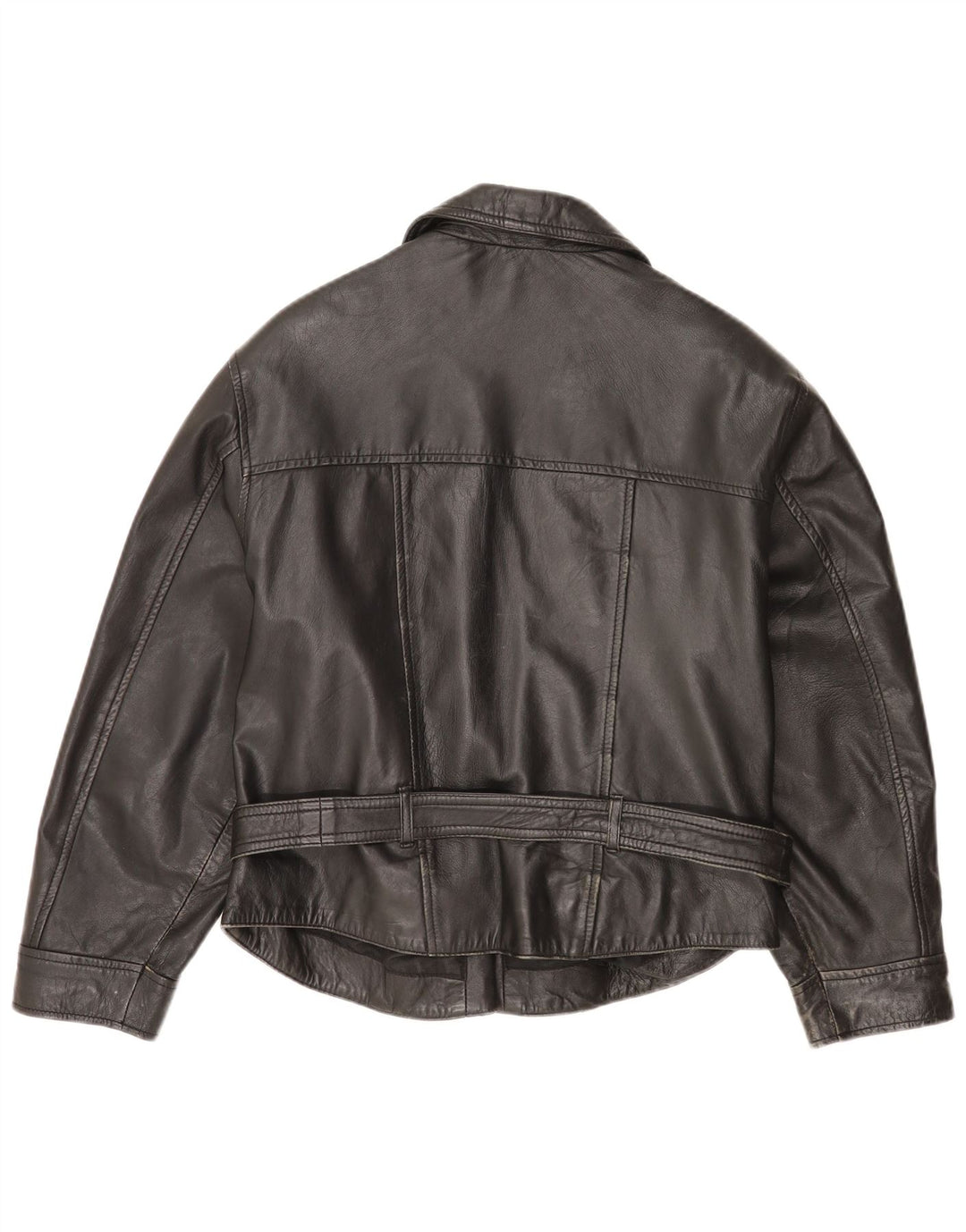 Vintage Womens Leather Biker Jacket UK 14 Large Black Leather