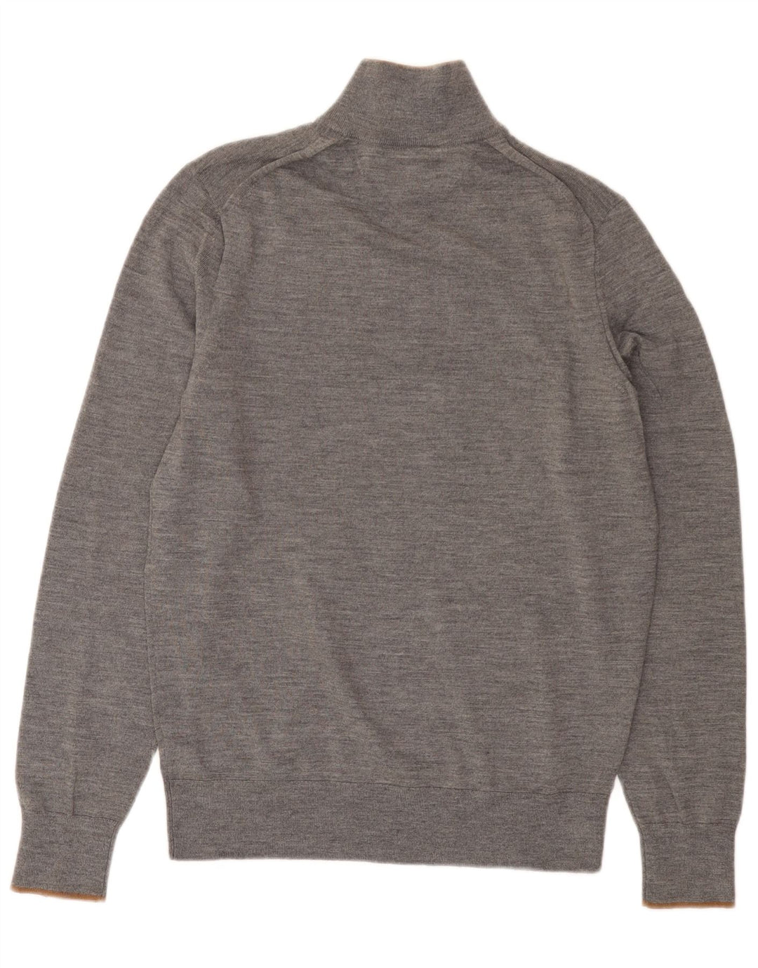 Tommy Hilfiger Mens Zip Neck Jumper Sweater Medium Grey Merino Wool