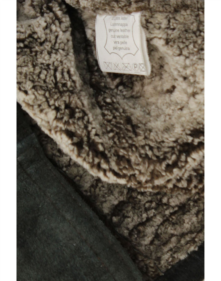 Vintage Mens Shearling Jacket UK 42 XL Black Leather