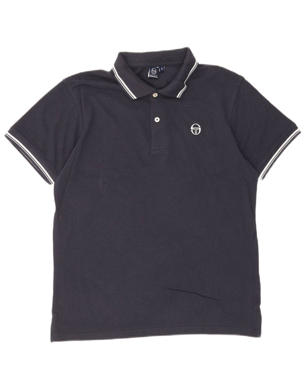 Sergio Tacchini Mens Polo Shirt Small Navy Blue Cotton