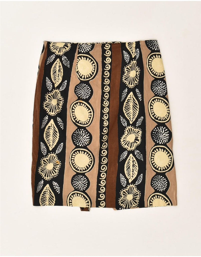 CAMAIEU Womens Straight Skirt IT 42 Medium W30  Brown Floral Cotton | Vintage Camaieu | Thrift | Second-Hand Camaieu | Used Clothing | Messina Hembry 