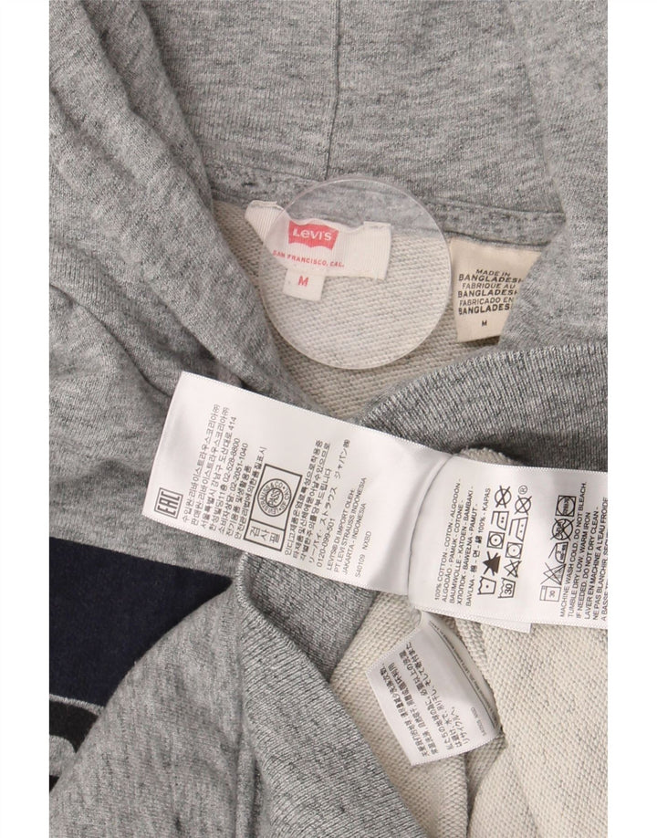 Levi's Womens Graphic Hoodie Jumper UK 14 Medium Grey Flecked Cotton