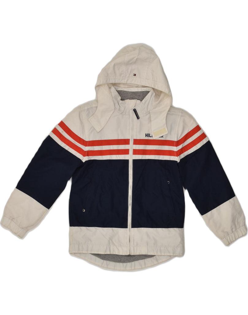 TOMMY HILFIGER Boys Hooded Windbreaker Jacket 8-9 Years Medium Navy Blue | Vintage Tommy Hilfiger | Thrift | Second-Hand Tommy Hilfiger | Used Clothing | Messina Hembry 