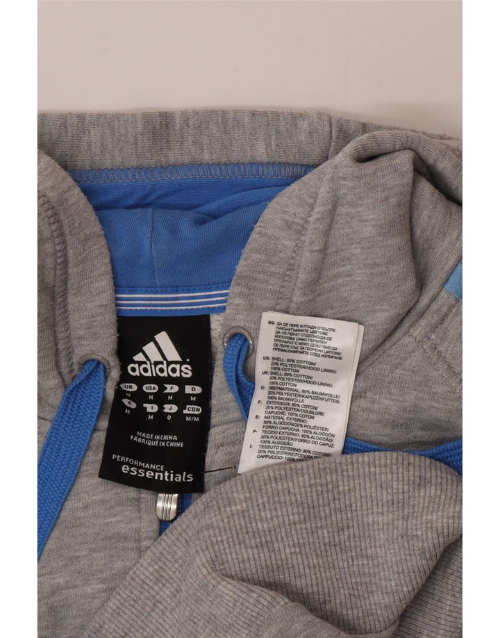 Adidas Mens Zip Hoodie Sweater Medium Grey Cotton