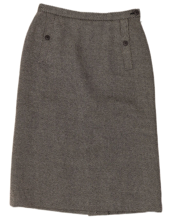 Jaeger Womens Pencil Skirt UK 14 Medium W28 Grey Striped Wool