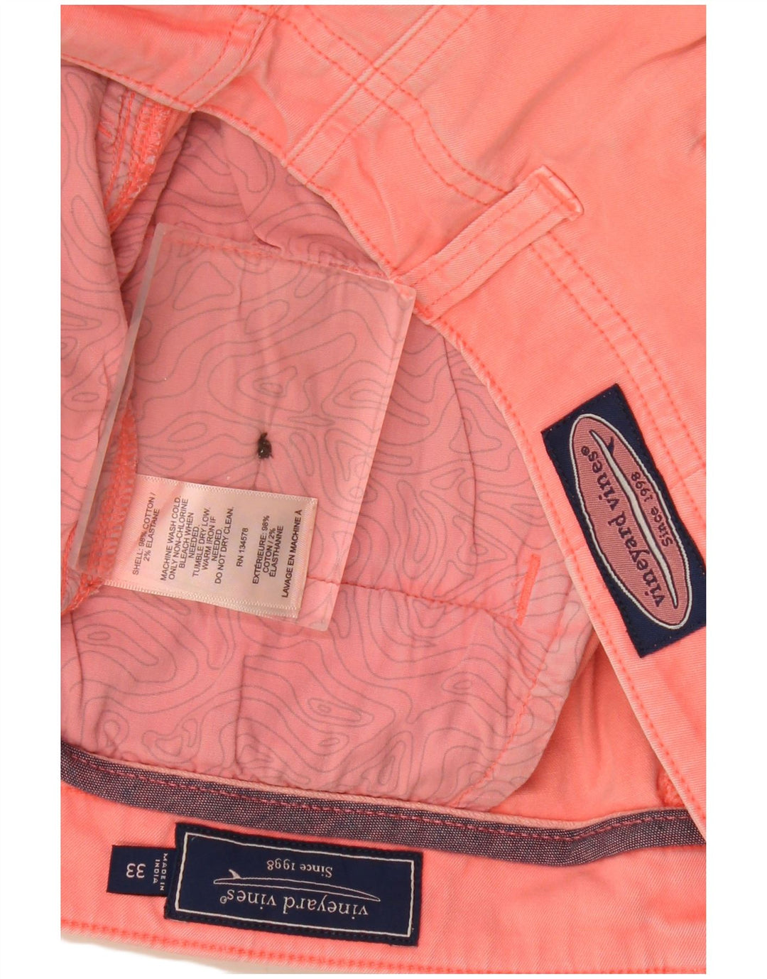 VINEYARD VINES Mens Chino Shorts W33 Medium Pink Cotton