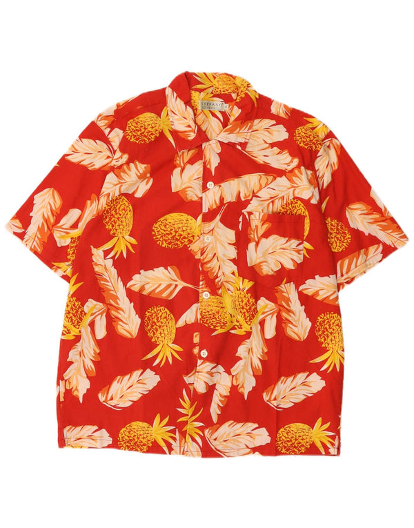 Stefano Mens Short Sleeve Shirt XL Red Floral Cotton