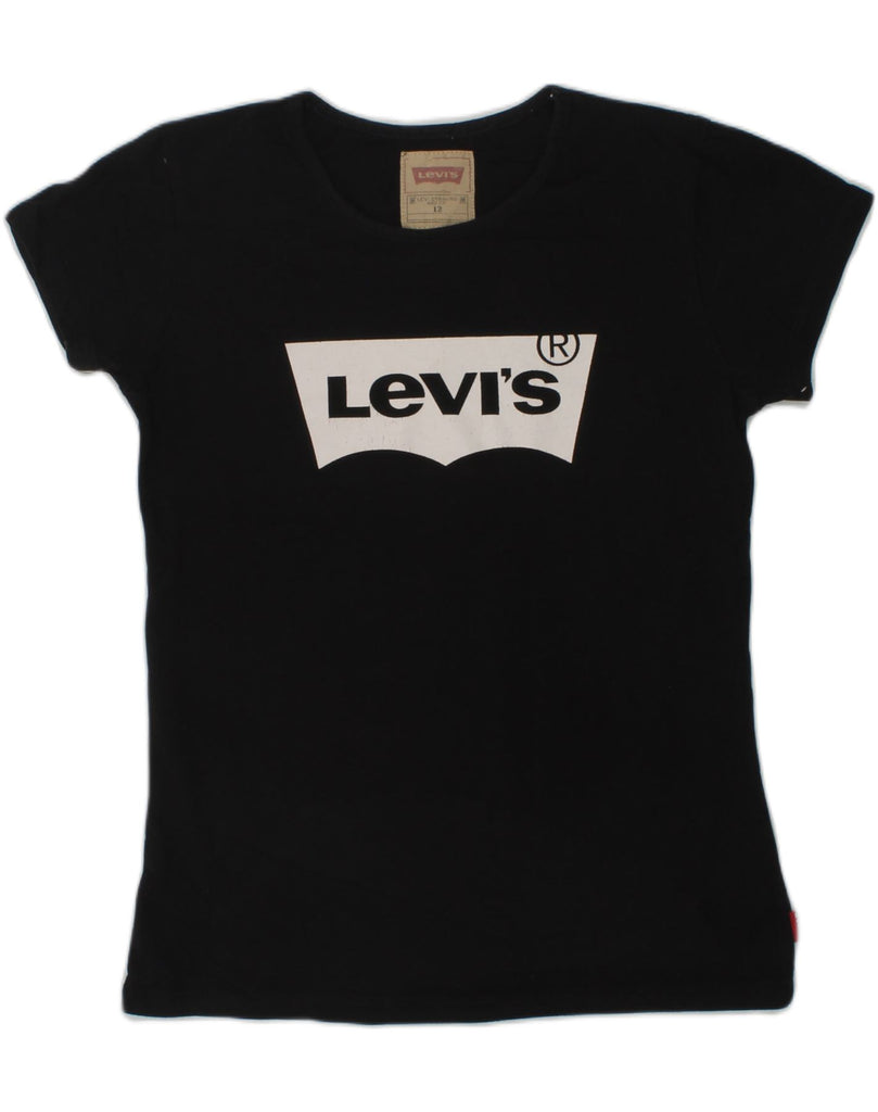 LEVI'S Girls Graphic T-Shirt Top 11-12 Years Black Cotton | Vintage Levi's | Thrift | Second-Hand Levi's | Used Clothing | Messina Hembry 