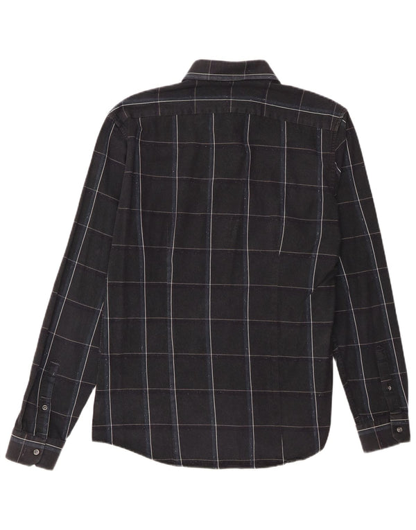 Reiss Mens Slim Fit Flannel Shirt Large Navy Blue Check Cotton