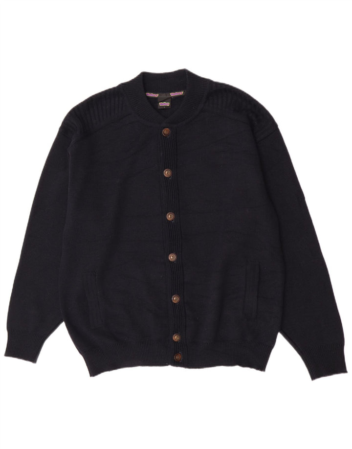 WESTBURY Mens Cardigan Sweater Large Navy Blue Wool