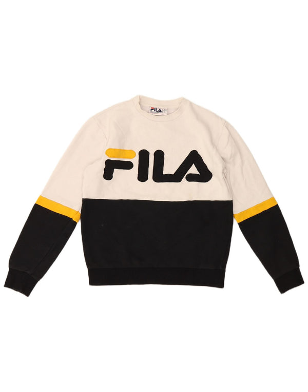 Fila Mens Graphic Sweatshirt Jumper Small White Colourblock Cotton