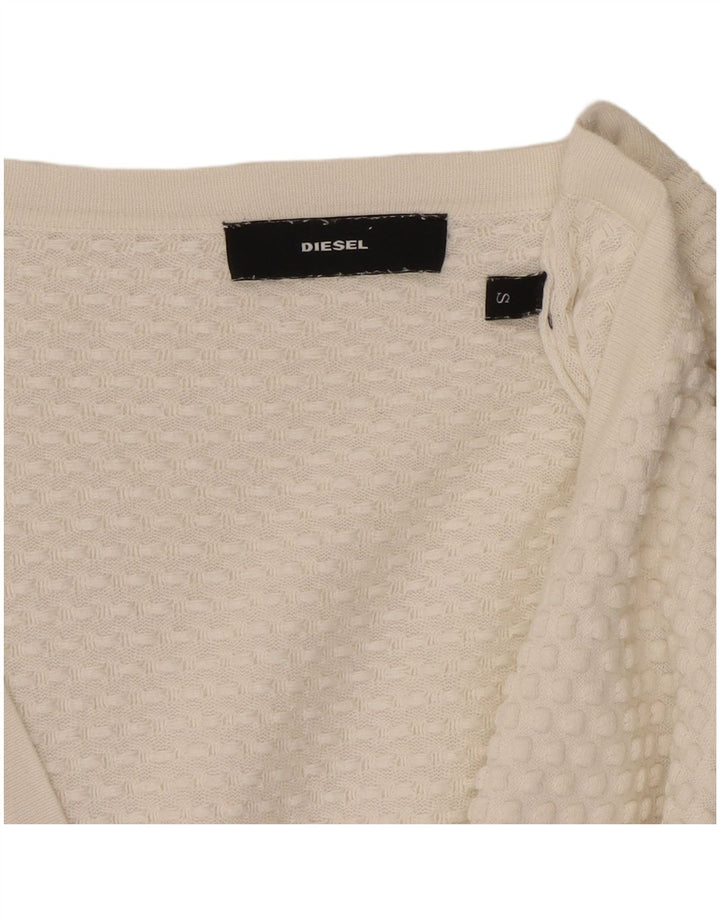Diesel Womens 3/4 Sleeve Oversized Cardigan Sweater UK 10 Small White