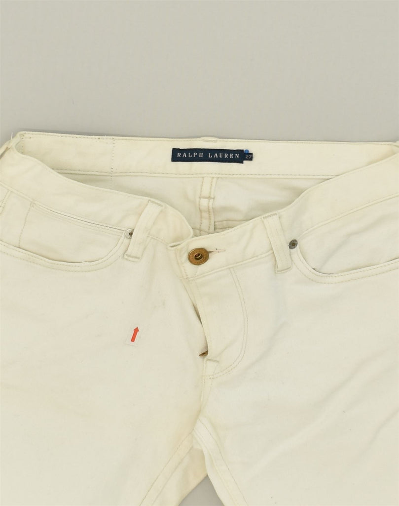 RALPH LAUREN Womens Low Waist Straight Jeans W30 L26  Off White Cotton | Vintage Ralph Lauren | Thrift | Second-Hand Ralph Lauren | Used Clothing | Messina Hembry 