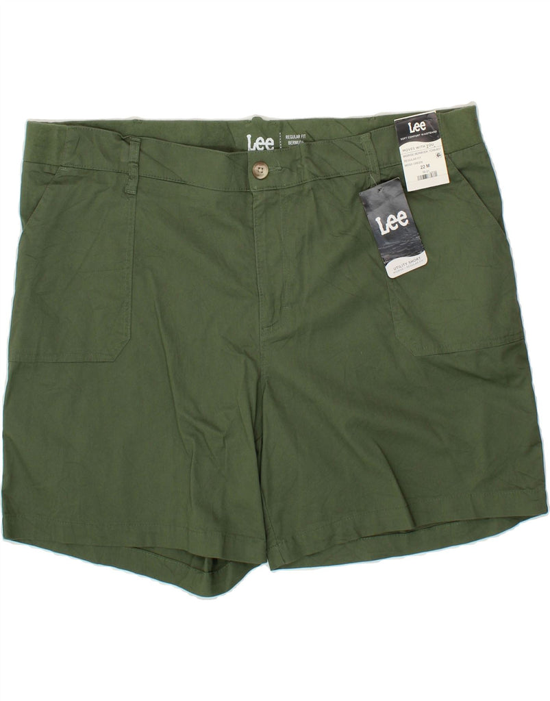 LEE Womens Regular Fit Bermuda Shorts US 22 3XL W44  Green Cotton Vintage Lee and Second-Hand Lee from Messina Hembry 
