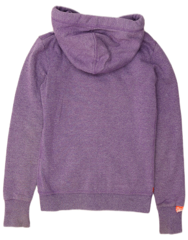 Superdry Womens Oversized Zip Hoodie Sweater UK 2 2XS Purple Cotton
