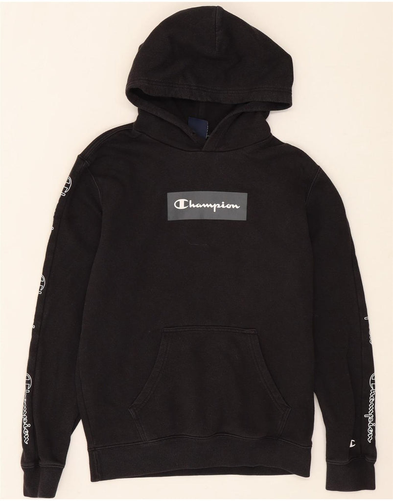 CHAMPION Mens Graphic Hoodie Jumper Small Black Vintage Champion and Second-Hand Champion from Messina Hembry 