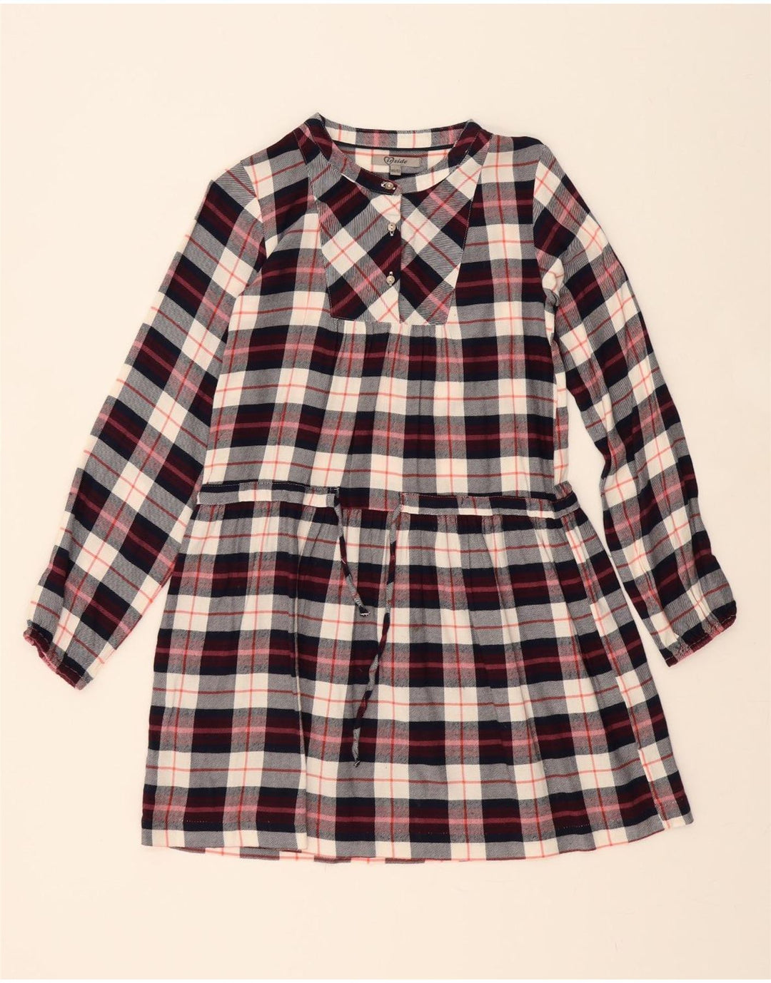 Vintage Girls Pullover Shirt Dress 11-12 Years Multicoloured Check Cotton