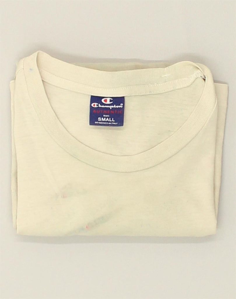 CHAMPION Mens T-Shirt Top Small Off White Cotton | Vintage Champion | Thrift | Second-Hand Champion | Used Clothing | Messina Hembry 