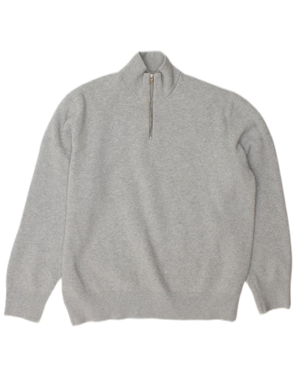 Marks & Spencer Mens Zip Neck Jumper Sweater XL Grey Polyester