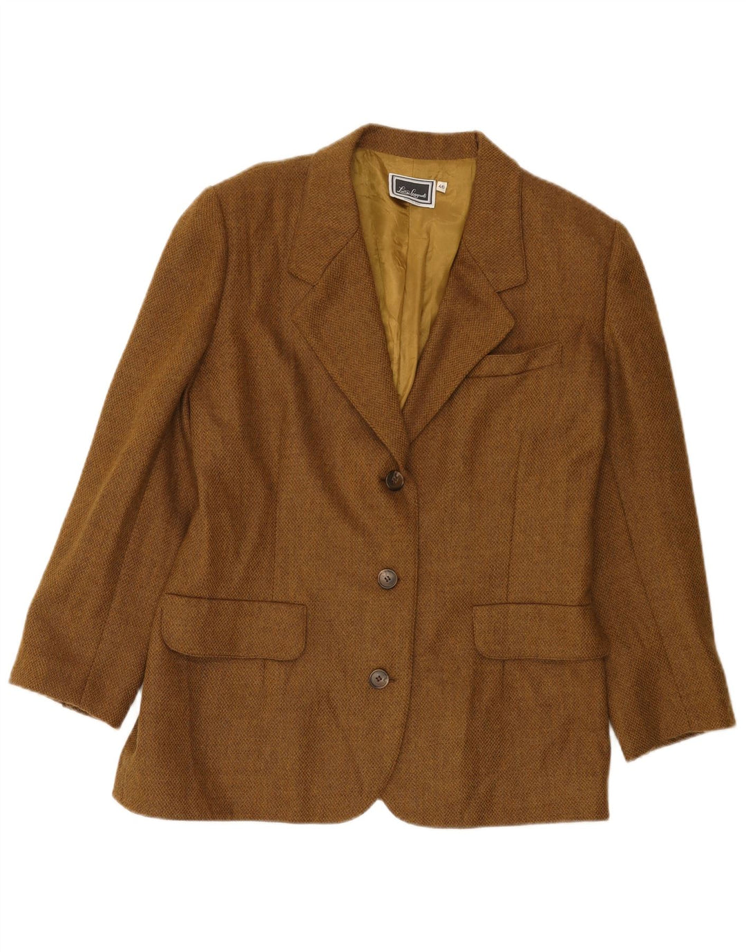 Luisa Spagnoli Womens 3 Button Blazer Jacket IT 46 Large Brown Wool