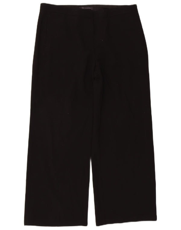 Marks & Spencer Womens Wide Leg Casual Trousers UK 16 Large W34 L27 Black