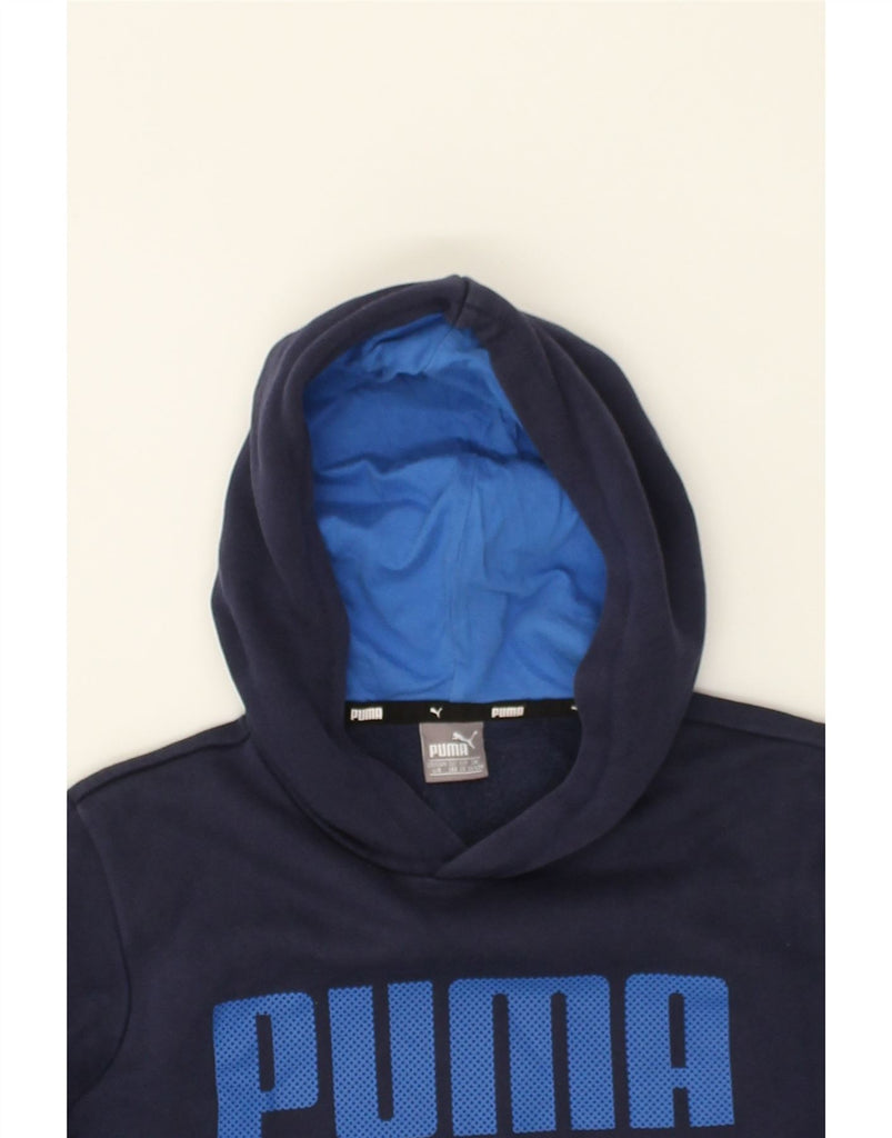 PUMA Boys Graphic Hoodie Jumper 11-12 Years Navy Blue Cotton | Vintage Puma | Thrift | Second-Hand Puma | Used Clothing | Messina Hembry 