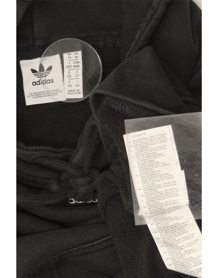 ADIDAS Womens Oversized Hoodie Jumper UK 14 Medium  Black Cotton Vintage Adidas and Second-Hand Adidas from Messina Hembry 