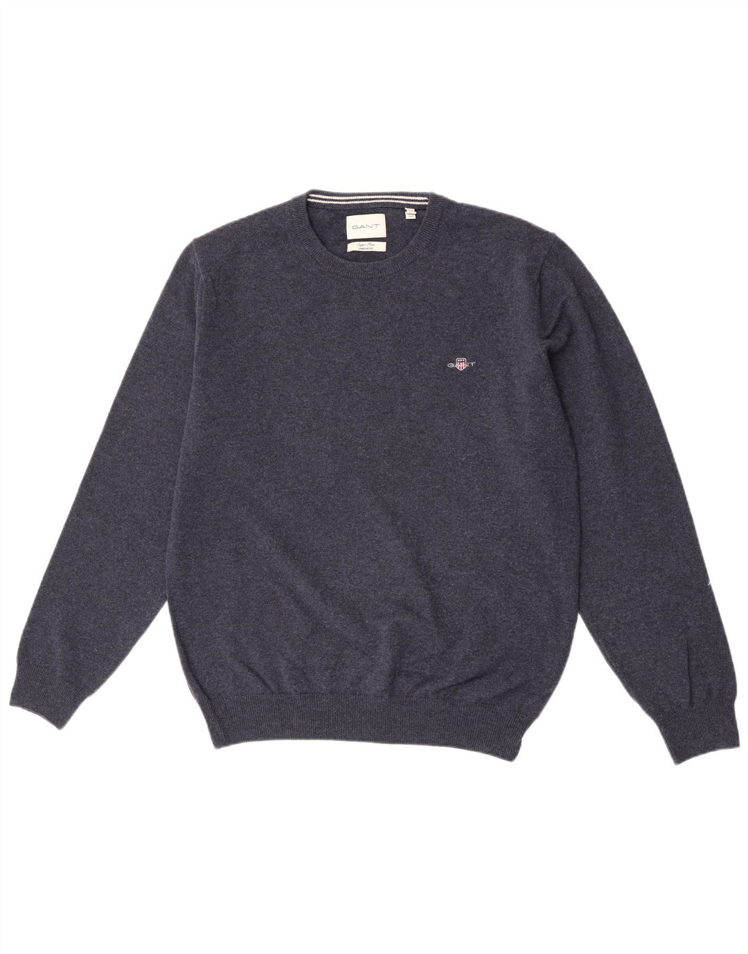 Gant Mens Crew Neck Jumper Sweater Large Navy Blue Lambswool