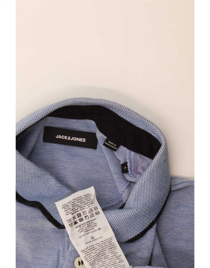 Jack & Jones Mens Polo Shirt Large Blue Flecked Cotton