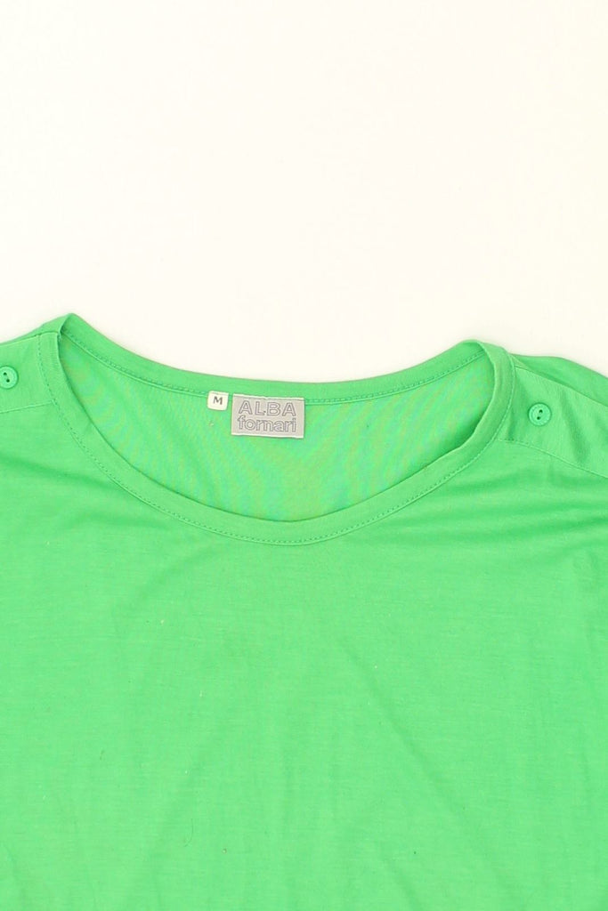 ALBA FORNARI Womens T-Shirt Top UK 14 Medium Green Cotton | Vintage Alba Fornari | Thrift | Second-Hand Alba Fornari | Used Clothing | Messina Hembry 